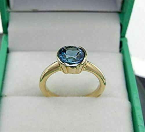1.75 Ct Round Cut London Blue Topaz 925 Sterling Silver Solitaire Engagement Ring