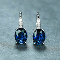 2.50 Ct Oval Cut Blue Sapphire Lever Back Hoop Earrings In 925 Sterling Silver