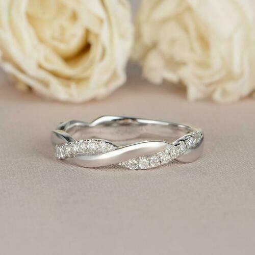 0.75 Ct Round Cut Diamond 925 Sterling Silver Infinity Engagement Wedding Band Ring