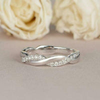 0.75 Ct Round Cut Diamond 925 Sterling Silver Infinity Engagement Wedding Band Ring