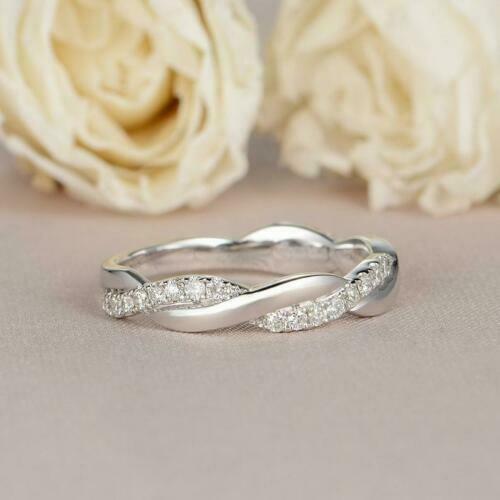 0.75 Ct Round Cut Diamond 925 Sterling Silver Infinity Engagement Wedding Band Ring