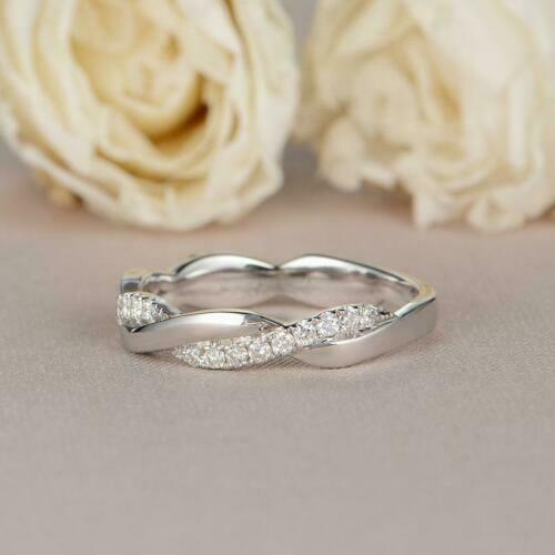 0.75 Ct Round Cut Diamond 925 Sterling Silver Infinity Engagement Wedding Band Ring