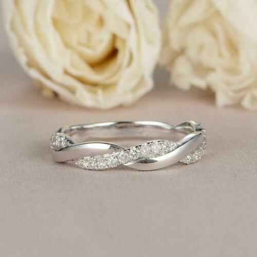 0.75 Ct Round Cut Diamond 925 Sterling Silver Infinity Engagement Wedding Band Ring