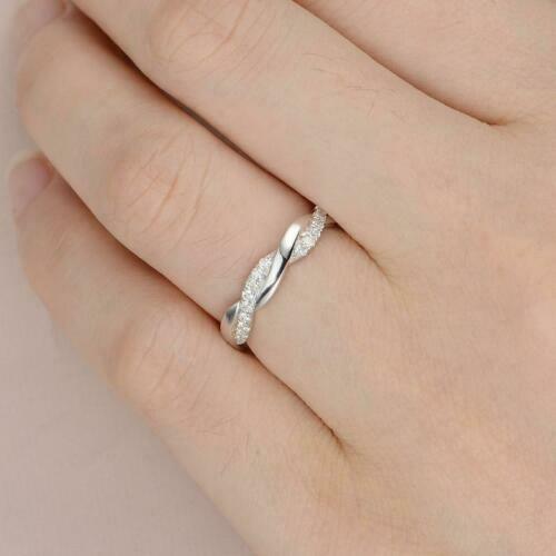 0.75 Ct Round Cut Diamond 925 Sterling Silver Infinity Engagement Wedding Band Ring