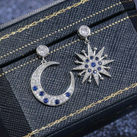 1Ct Round Cut Gorgeous Blue Sapphire Drop/Dangle Earrings 14K White Gold Over On 925 Silver