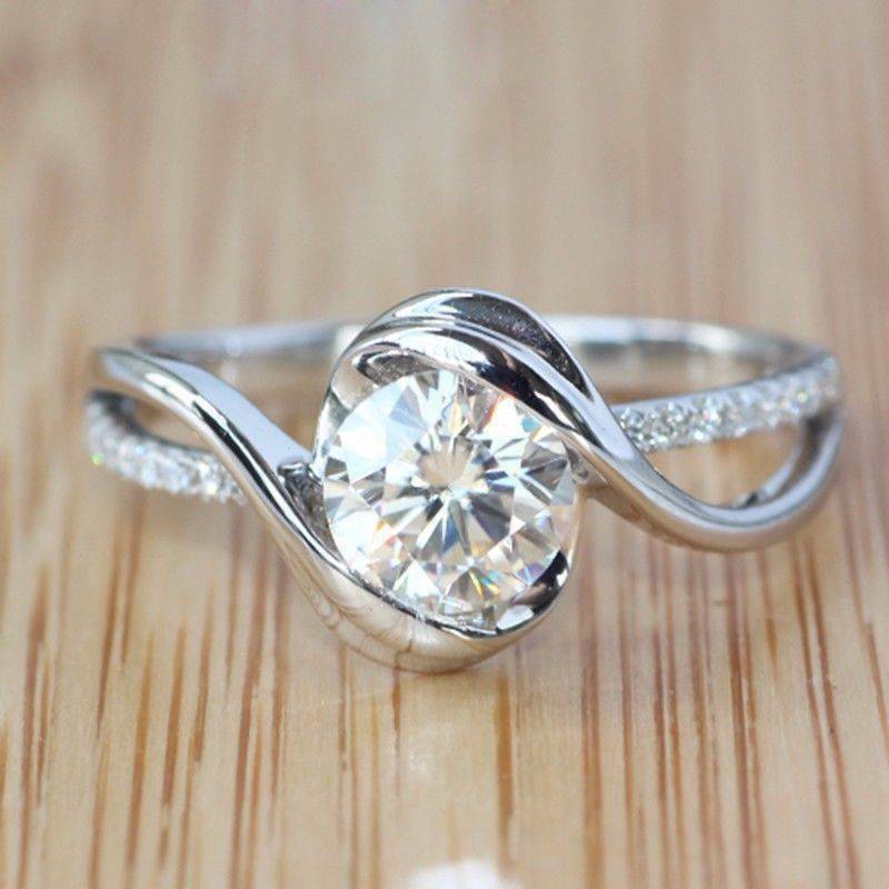 2.50 Ct Round Cut Diamond 925 Sterling Silver Solitaire Bypass Engagement Wedding Ring