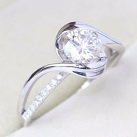 2.50 Ct Round Cut Diamond 925 Sterling Silver Solitaire Bypass Engagement Wedding Ring