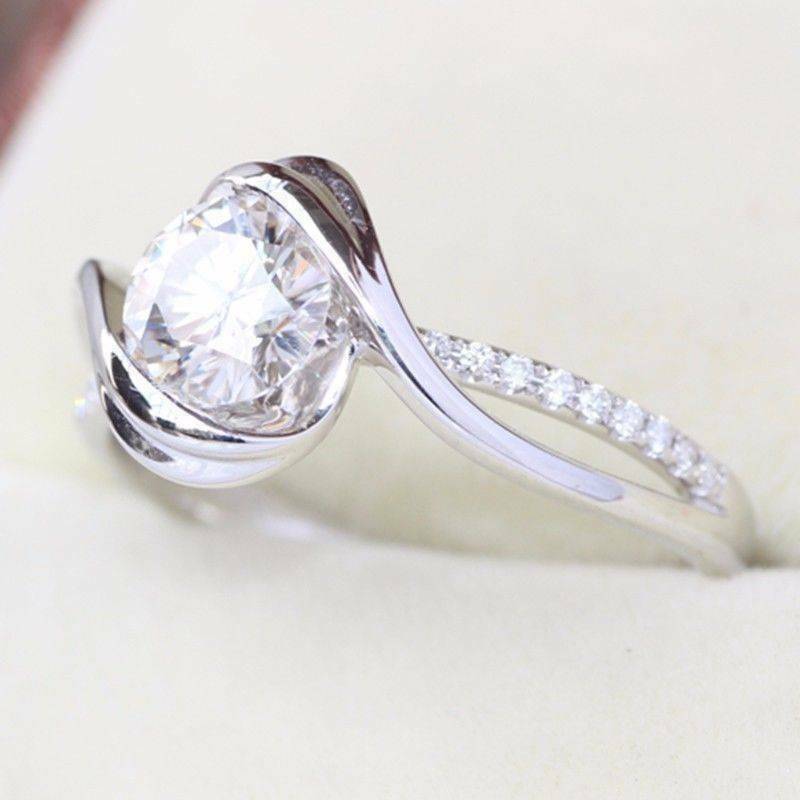 2.50 Ct Round Cut Diamond 925 Sterling Silver Solitaire Bypass Engagement Wedding Ring