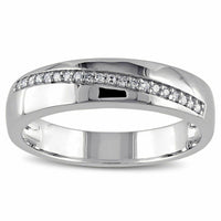 925 Sterling Silver With 0.20Ct Round Cut Diamond Engagement Wedding Band Ring