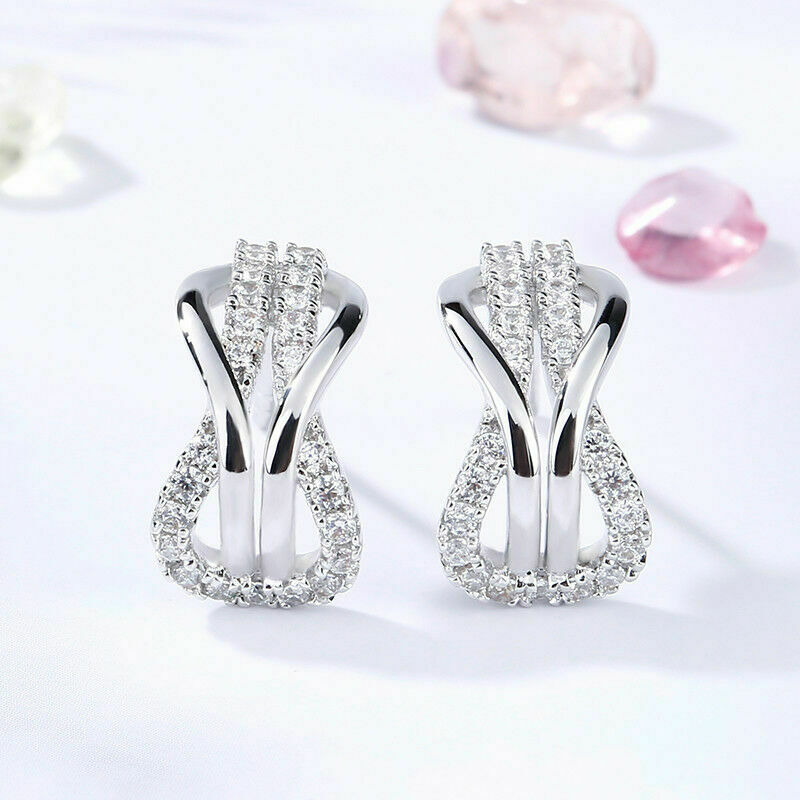 925 Sterling Silver 1 Ct Round Cut Diamond Infinity Stud Earrings For Women's
