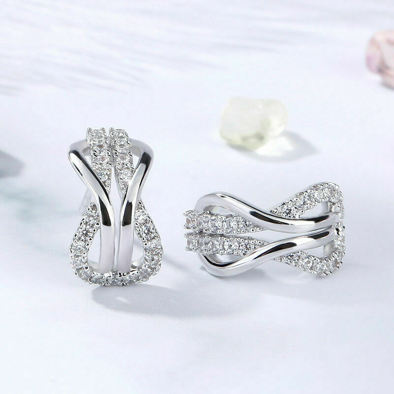 925 Sterling Silver 1 Ct Round Cut Diamond Infinity Stud Earrings For Women's