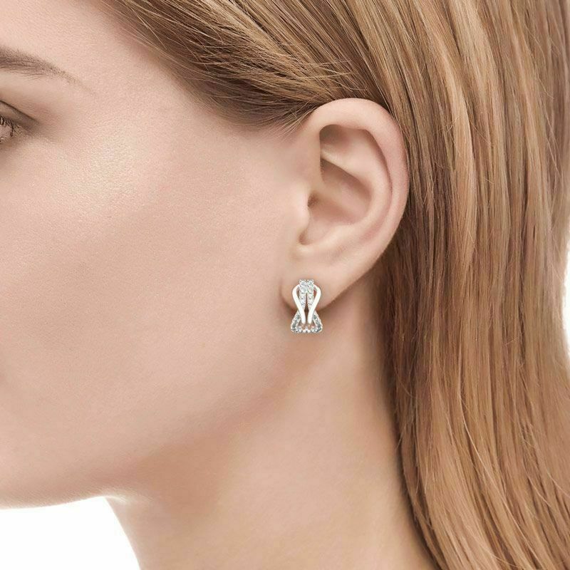 925 Sterling Silver 1 Ct Round Cut Diamond Infinity Stud Earrings For Women's