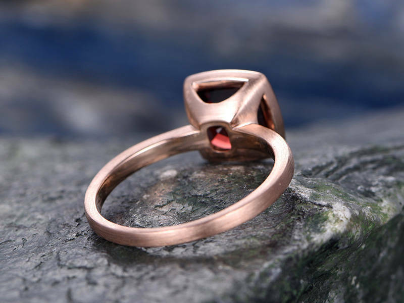 1.20 Ct Cushion Cut Red Garnet Bezel Set Solitaire January Birthstone Ring In 925 Sterling Silver