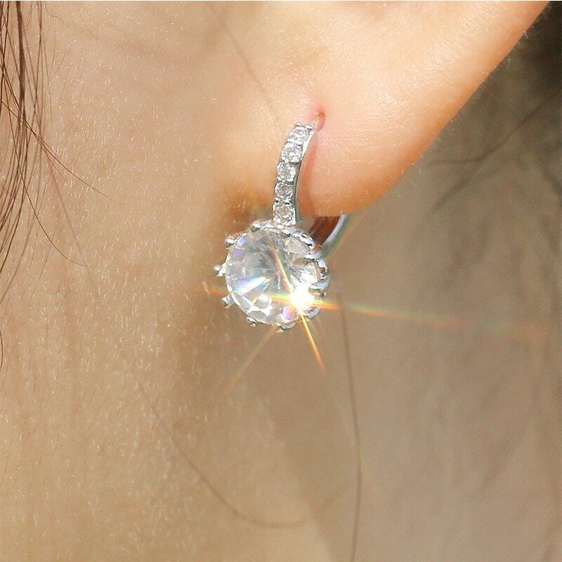 Buy Cuonna Gems Gallery Brilliant Shine  Cut Diamond Stud 18k Gold Earring  for Women  Girls Solitaire Earrings Round Stone Earrings for Women Stylish  8 Prong Round Cut Diamond Earrings at