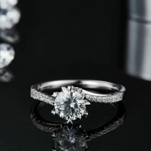 1 Ct Round Cut Diamond Women's Engagement Ring 14k White Gold Over On 925 Silver