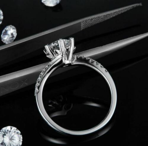 1 Ct Round Cut Diamond Women's Engagement Ring 14k White Gold Over On 925 Silver