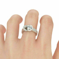 1 Ct Round Cut VVS1/D Diamond Knot Solitaire Engagement Ring 14K White Gold Over On 925 Silver
