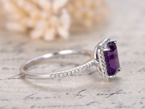 1.20 Ct Emerald Cut Purple Amethyst Solitaire Engagement Ring In 925 Sterling Silver