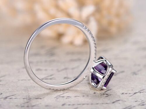 1.20 Ct Emerald Cut Purple Amethyst Solitaire Engagement Ring In 925 Sterling Silver