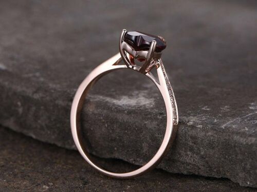 1 Ct Heart Cut Red Garnet 925 Sterling Silver Solitaire W/Accents Proposal Ring
