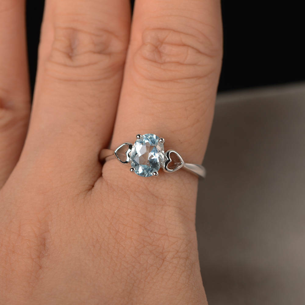 1 Ct Oval Cut Aquamarine 925 Sterling Silver Solitaire Promise Engagement Ring