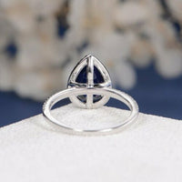 1.50 Ct Pear Cut Blue Sapphire Halo Engagement Ring In 925 Sterling Silver
