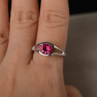 1 Ct Round Cut Pink Ruby 925 Sterling Silver Split Shank Promise/Engagement Ring