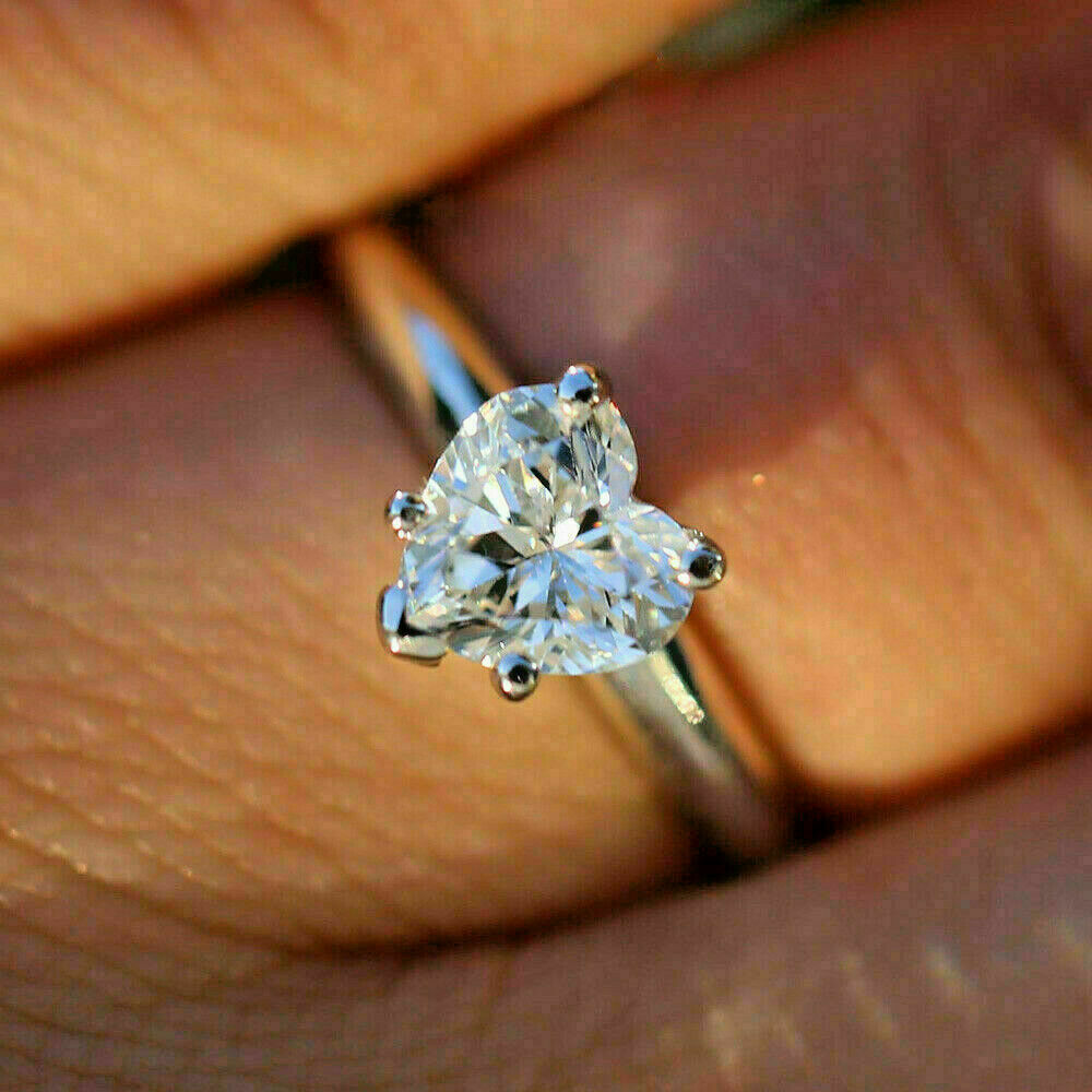 2 Ct Heart Cut 14K White Gold Over On 925 Sterling Silver Engagement/Proposal Ring