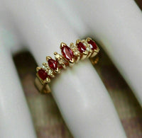 2.00 Ct Marquise Cut Red Ruby 14K Yellow Gold Over On 925 Sterling Silver Five-Stone Anniversary Gift Ring