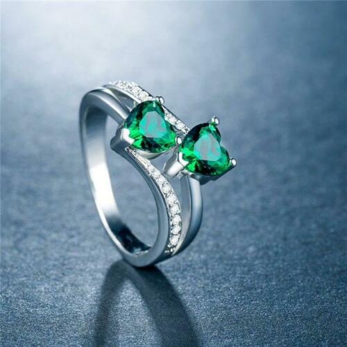 Ct Heart Shape Green Emerald 925 Sterling Silver Solitaire