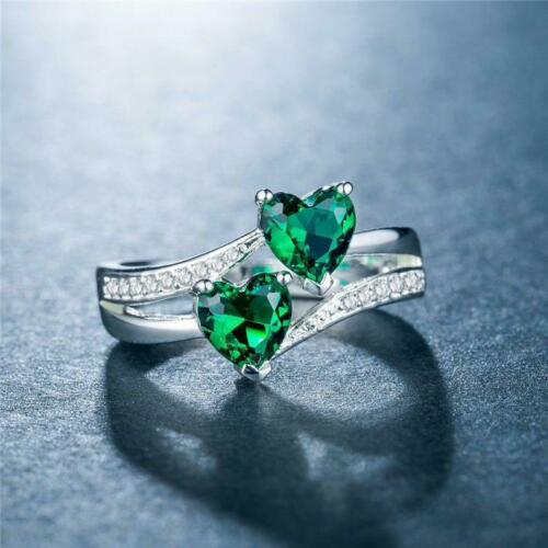 2.10 Ct Heart Shape Green Emerald 925 Sterling Silver Solitaire Proposal Ring - atjewels.in