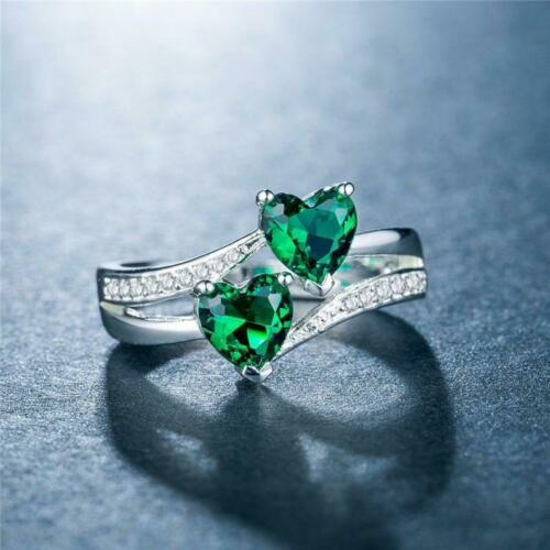 2.10 Ct Heart Shape Green Emerald 925 Sterling Silver Solitaire Proposal Ring