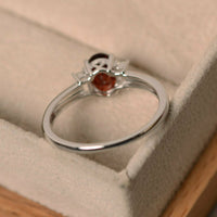 1 Ct Oval Cut Red Garnet Diamond 925 Sterling Silver Three-Stone Engagement Ring