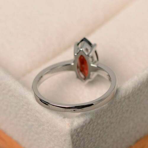 2.19 Ct Marquise Cut Red Garnet Solitaire Engagement Ring 925 Sterling Silver