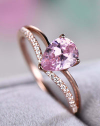 2.20 Ct Pear Cut Pink Sapphire Solitaire W/Accents Engagement Ring 925 Sterling Silver