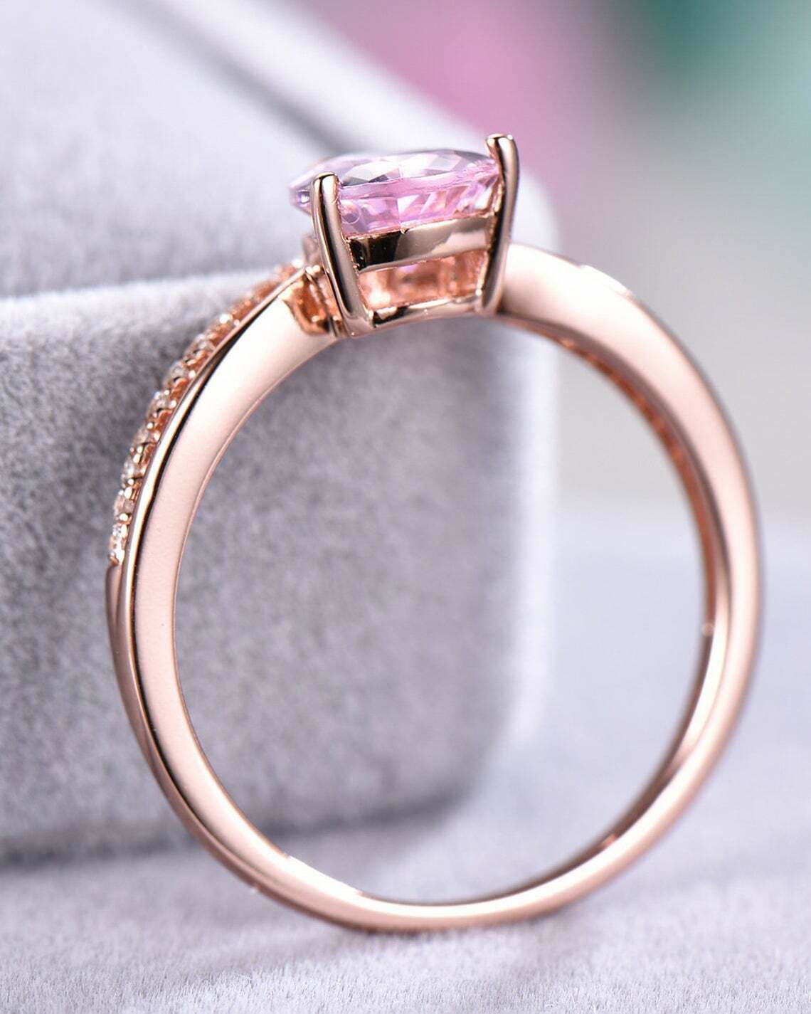 2.20 Ct Pear Cut Pink Sapphire Solitaire W/Accents Engagement Ring 925 Sterling Silver