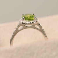 2.25 Ct Oval Cut Green Peridot 925 Sterling Silver August Birthstone Anniversary Gift Ring