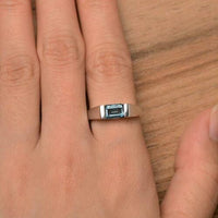 1.30 CT Emerald Cut London Blue Topaz 925 Sterling Silver Solitaire Engagement Ring