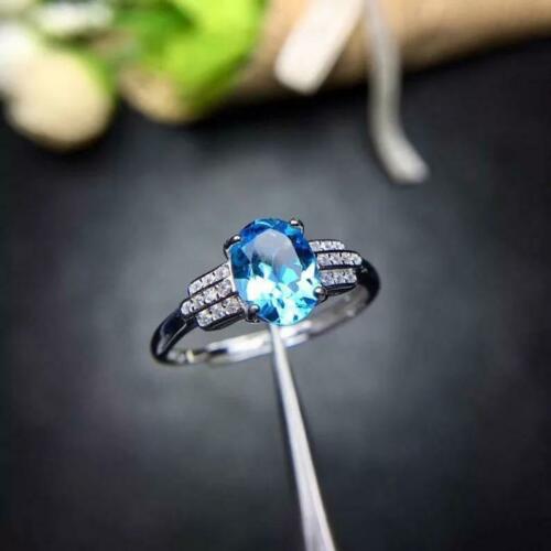 2.30 Ct Oval Cut Blue Topaz Solitaire W/Aceents Engagement Ring 925 Sterling Silver