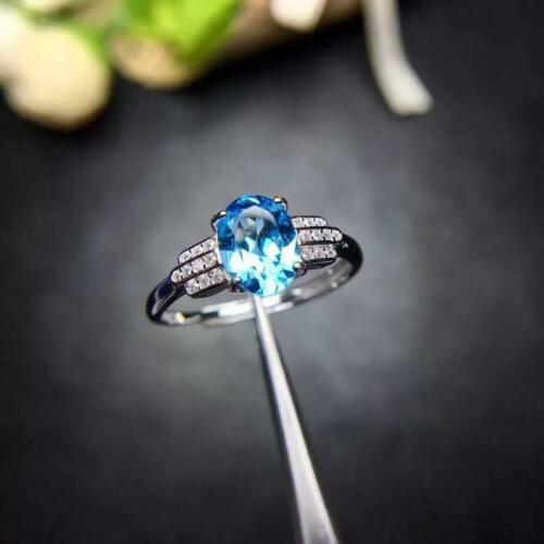 2.30 Ct Oval Cut Blue Topaz Solitaire W/Aceents Engagement Ring 925 Sterling Silver