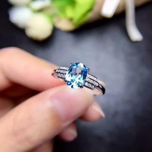 2.30 Ct Oval Cut Blue Topaz Solitaire W/Aceents Engagement Ring 925 Sterling Silver