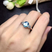 2.30 Ct Oval Cut Blue Topaz Solitaire W/Aceents Engagement Ring 925 Sterling Silver
