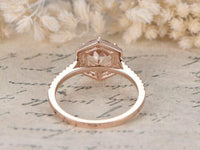 2.30 Ct Round Cut Peach Morganite Halo Engagement Ring Rose Gold Over On 925 Sterling Silver