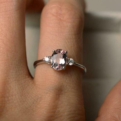 2.40 Ct Oval Cut Peach Morganite 925 Sterling Silver Three-Stone Gorgeous Engagement Ring