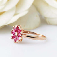 2.50 Ct Marquise Cut Red Ruby Glamorous Engagement Ring 14K Rose Gold Finish On 925 Sterling Silver