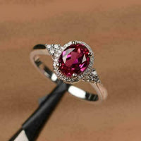 2.50 Ct Oval Cut Pink Ruby 925 Sterling Silver Promise Engagement Ring For Her
