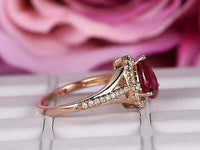 2.50 Ct Pear Cut Red Ruby 925 Sterling Silver Halo Engagement Wedding Women's Ring