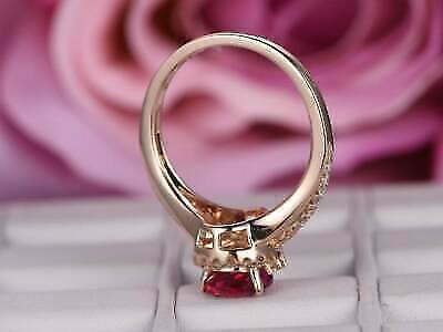 2.50 Ct Pear Cut Red Ruby 925 Sterling Silver Halo Engagement Wedding Women's Ring