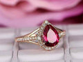 2.50 Ct Pear Cut Red Ruby 925 Sterling Silver Halo Engagement Wedding Women's Ring