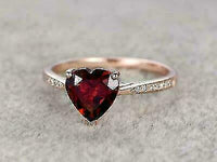 2.5 Ct Heart Cut Red Ruby Solitaire Proposal Ring 14K Rose Gold Over On 925 Sterling Silver